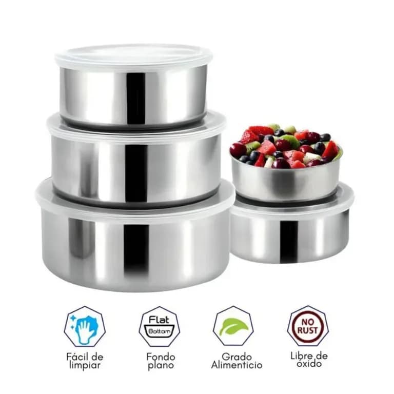 Set De Recipientes De Acero X5