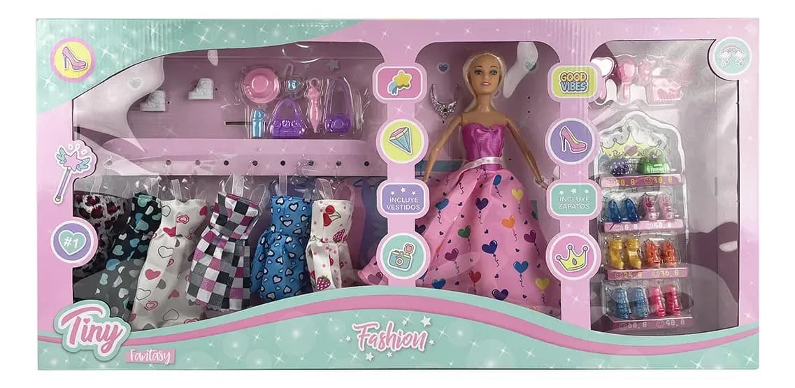 Tiny Fantasy Fashion Muñeca Con Vestidor