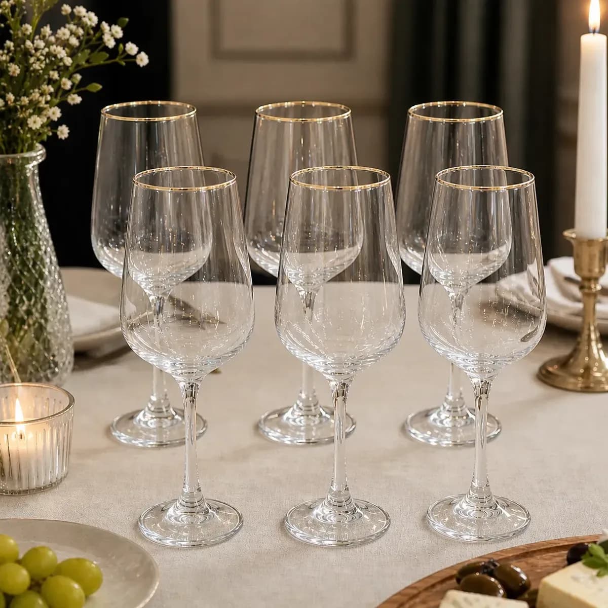 Copas Set X 6 Degustación Con Borde Dorado. Premium