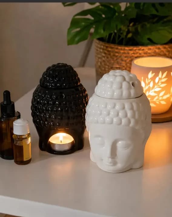 Hornito Ceramica Esencia Aceites Aromaterapia Buda Con Tapa