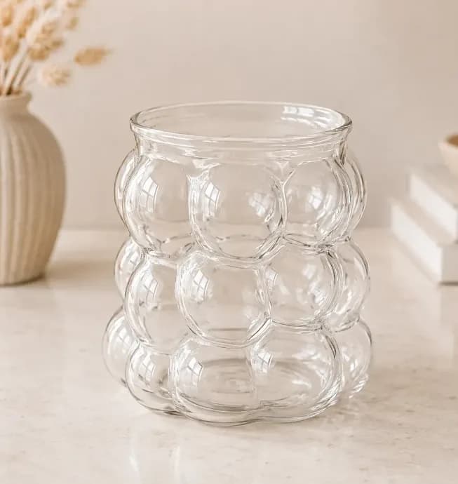 Vaso De Vidrio Burbuja De 350 Ml Transparente