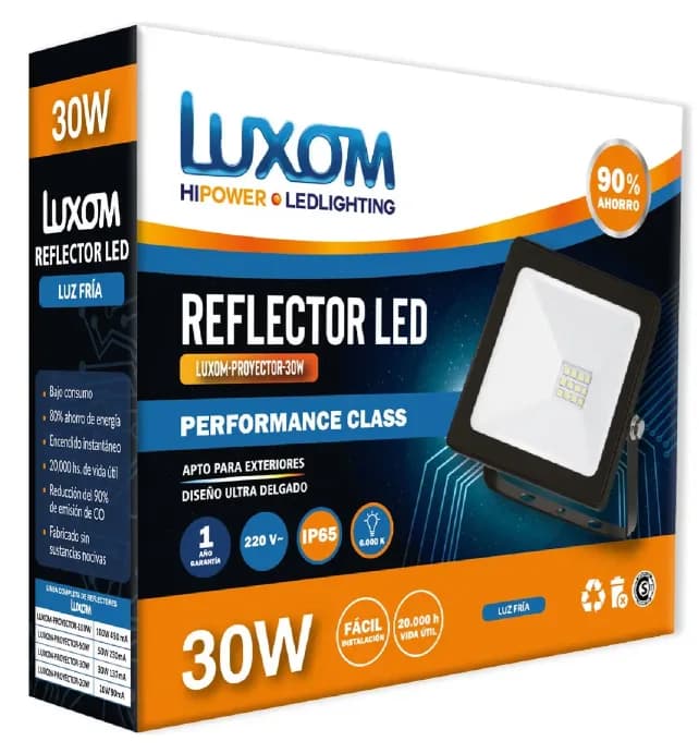 Reflector Led Luxom Ip 30w Con Luz Colorblanco Frío