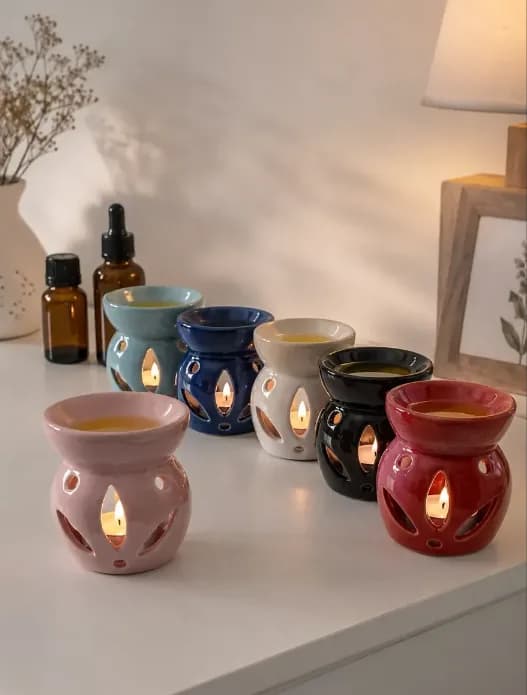Hornito Ceramica Esencias Aceites Aromaterapia Hojas
